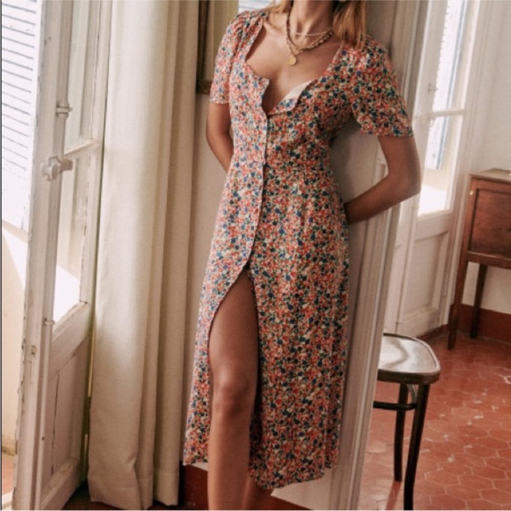 Sezane Robe Victoria Floral Dress Size 40